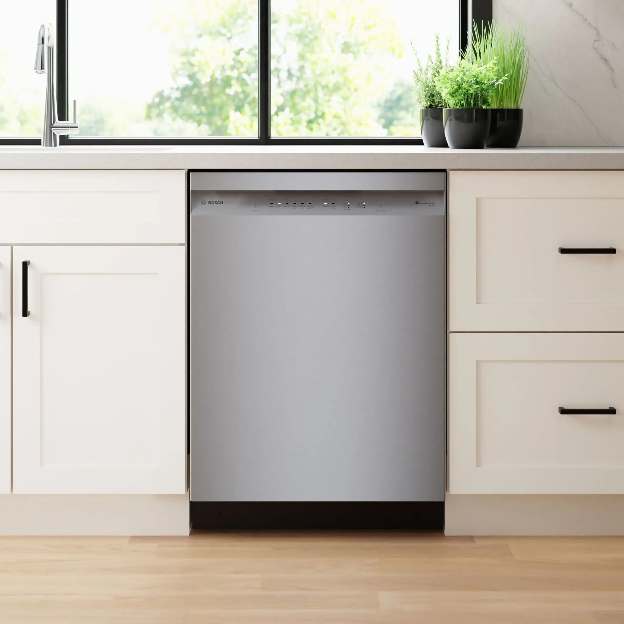 Bosch Fingerprint Resistant Brushed Steel Built-In 300 Series Dishwasher with Home Connect (48 dBA) - SHE41CM5N