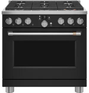 Café Matte Black 36" Commercial-Style 6-Burner Dual-Fuel Smart Range with Air Fry (5.75 Cu.Ft) - C2Y366P3TD1