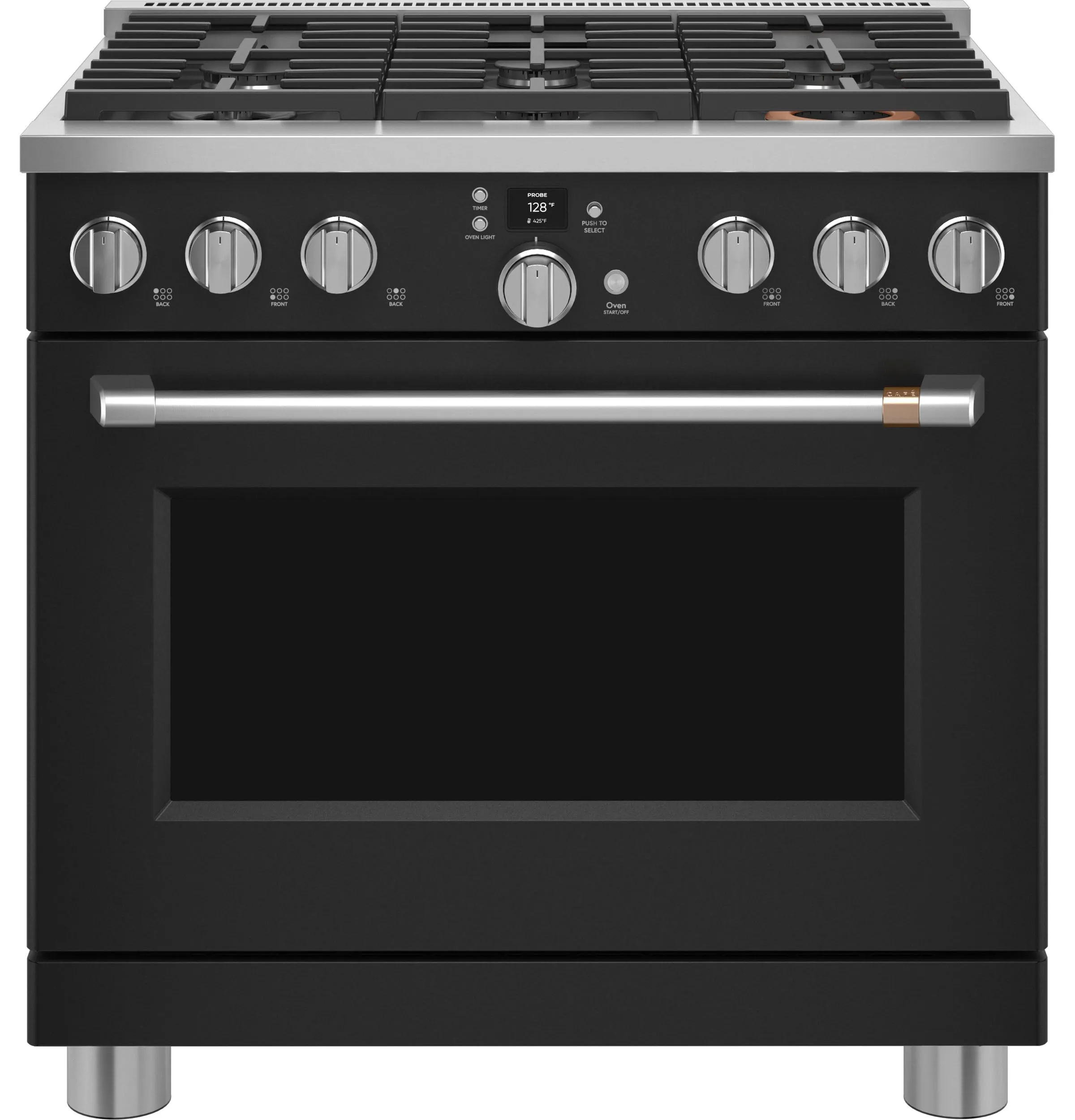 Café Matte Black 36" Commercial-Style 6-Burner Dual-Fuel Smart Range with Air Fry (5.75 Cu.Ft) - C2Y366P3TD1