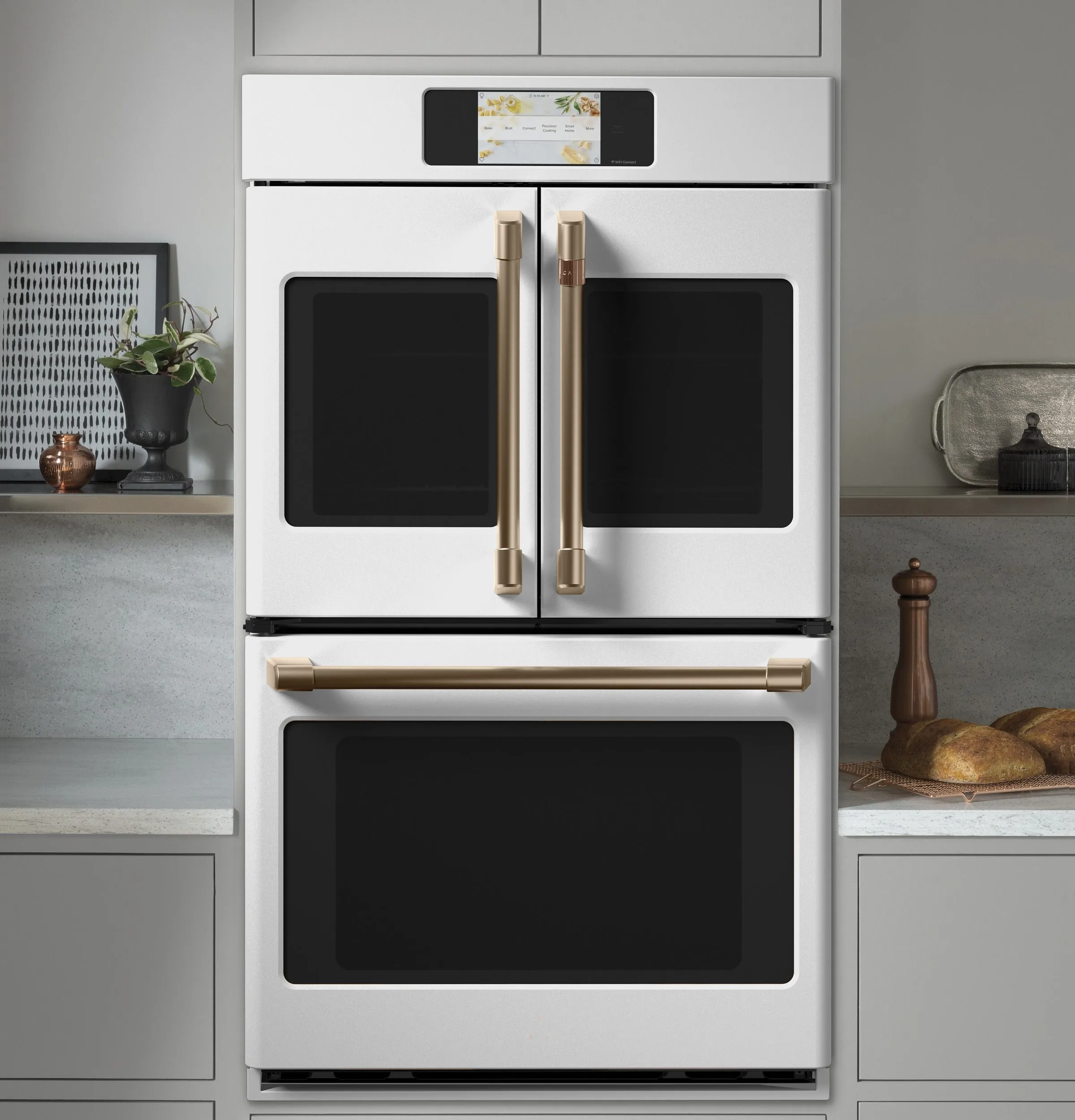 Café Matte White 30" Built-In French-Door Double Convection Wall Oven (10.0 Cu.Ft) - CTD90FP4NW2