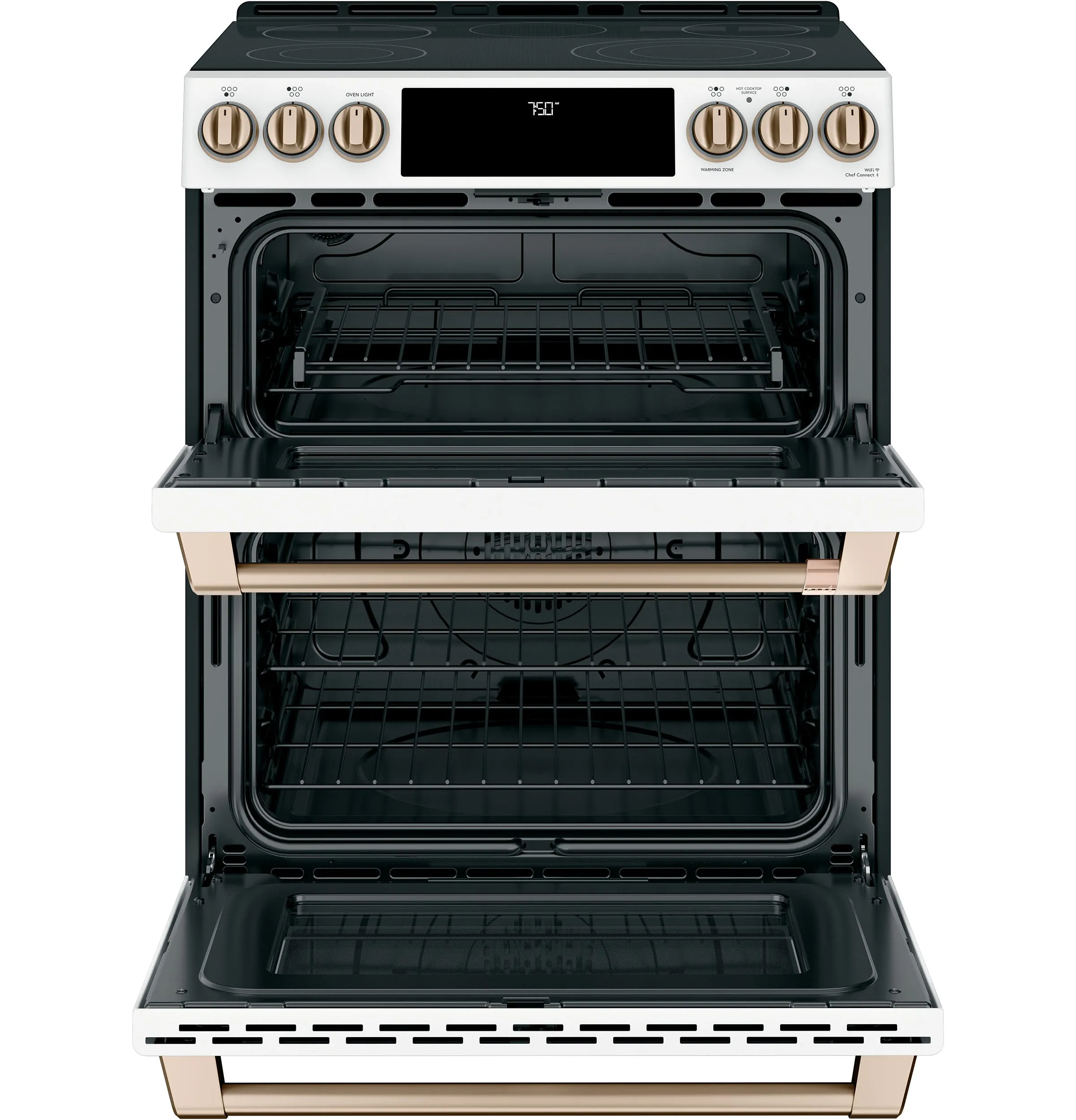 Café™ Matte White 30" Slide-In Front Control Radiant and Convection Double Oven Range with Air Fry (6.7 Cu.Ft) - CCES750P4MW2