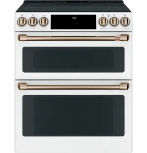 Café™ Matte White 30" Slide-In Front Control Radiant and Convection Double Oven Range with Air Fry (6.7 Cu.Ft) - CCES750P4MW2