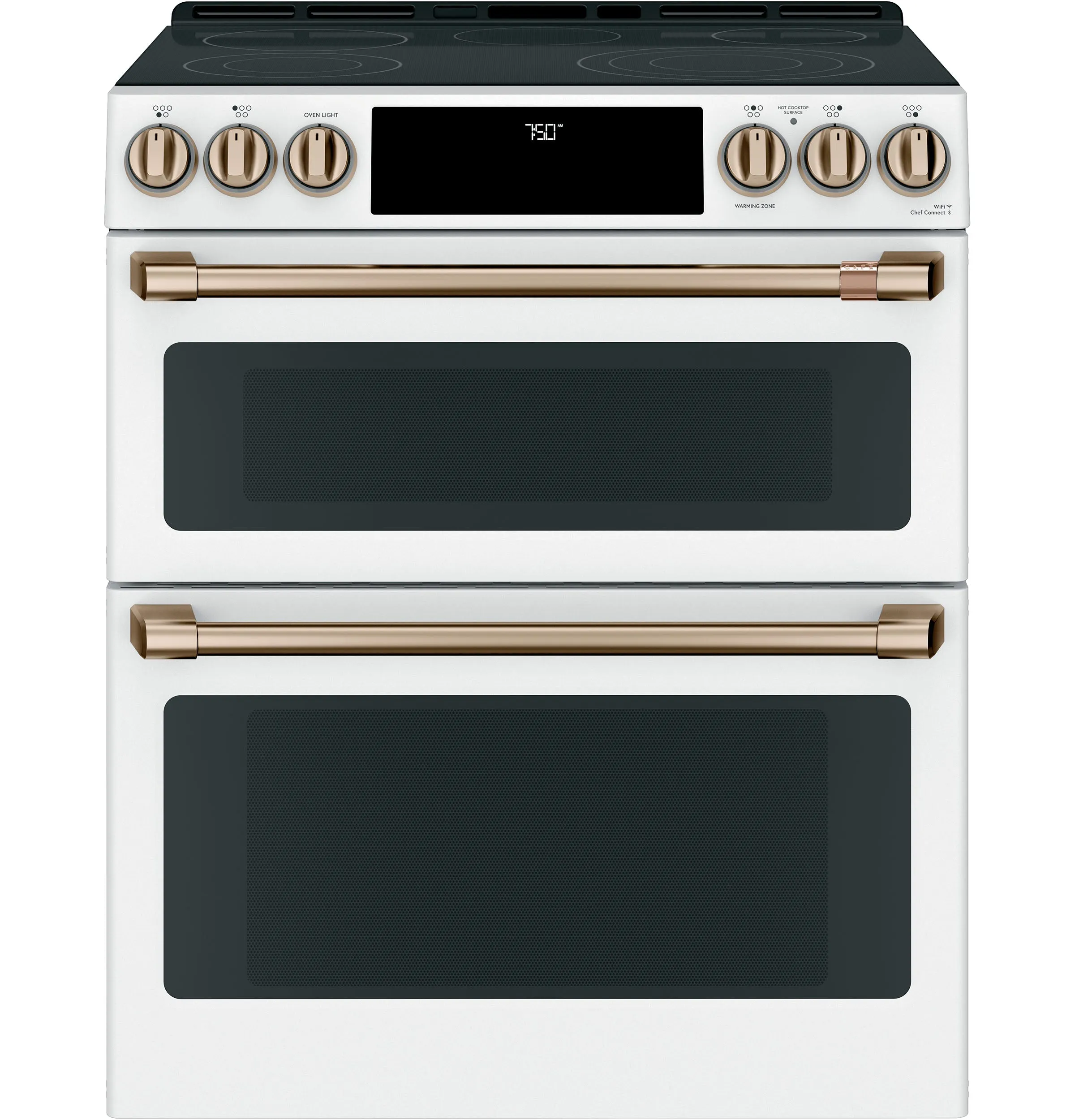 Café™ Matte White 30" Slide-In Front Control Radiant and Convection Double Oven Range with Air Fry (6.7 Cu.Ft) - CCES750P4MW2