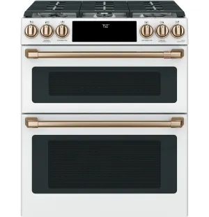 Café™ Matte White 30" Slide-In Gas Double Oven with Convection Range and Air Fry (6.7 Cu.Ft) - CCGS750P4MW2