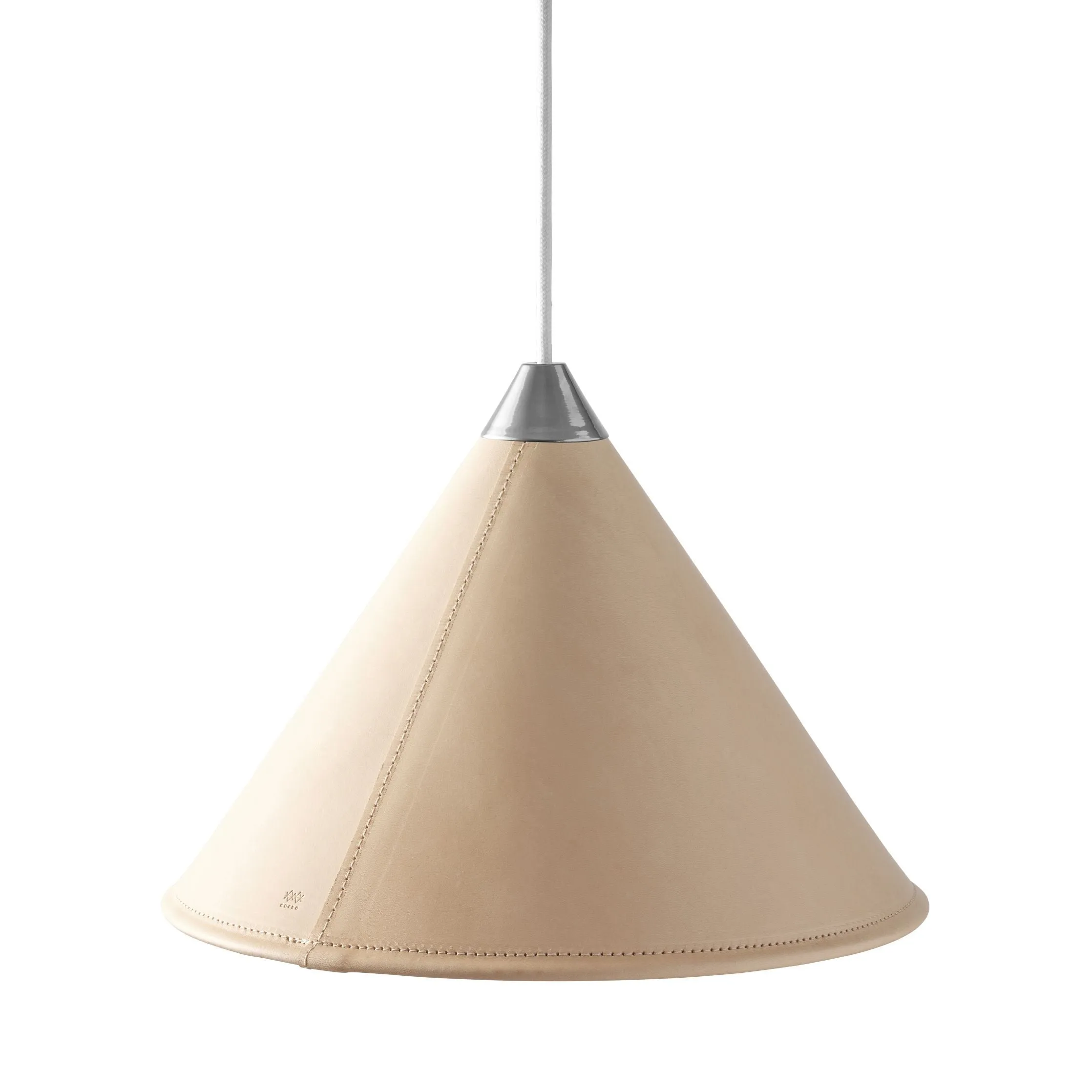 Cuero Namibia Pendant  35 Cm, Crude Nature/Chrome With White Cable