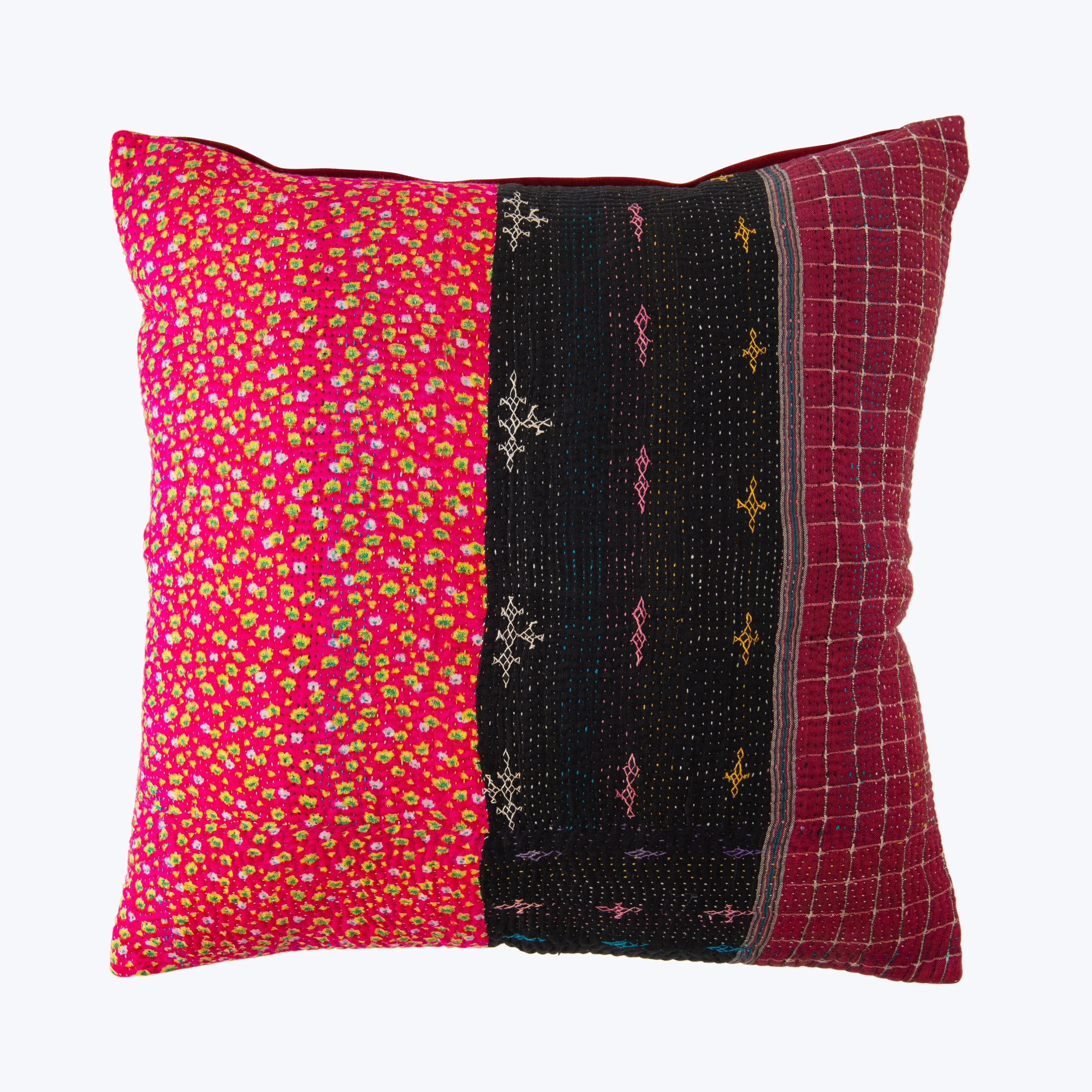 Ditsy Kantha Square Vintage Cotton Pillow
