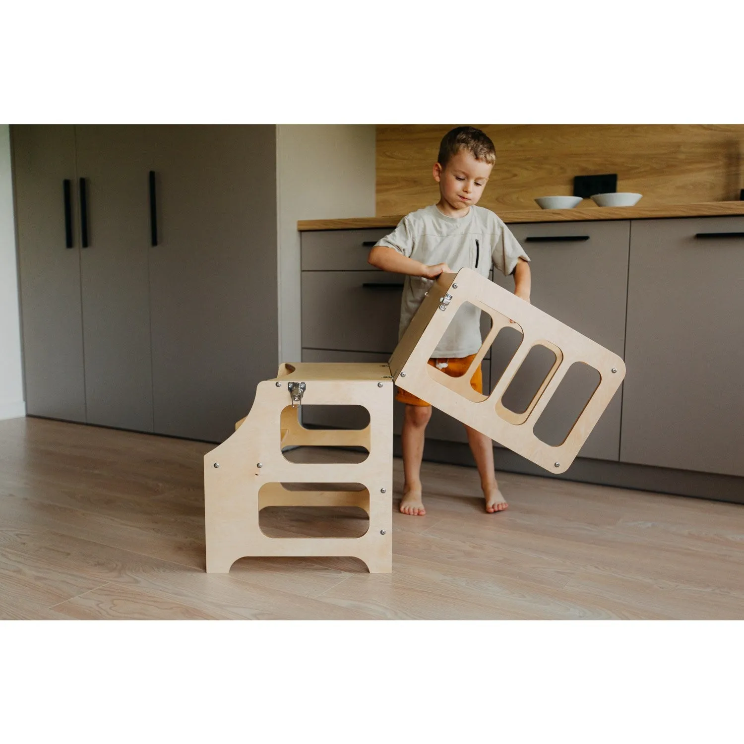 Duck Woodworks Foldable Kitchen Tower Natural