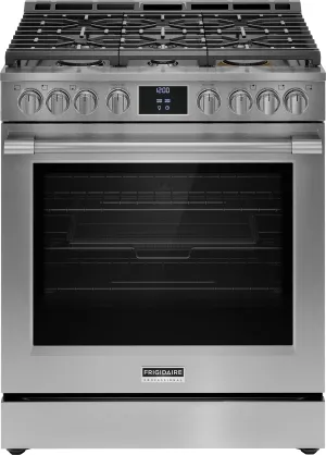 Frigidaire Professional Smudge-Proof® Stainless Steel 30" Front Control Gas Range with Total Convection (6 Cu. Ft) - PCFG3080AF