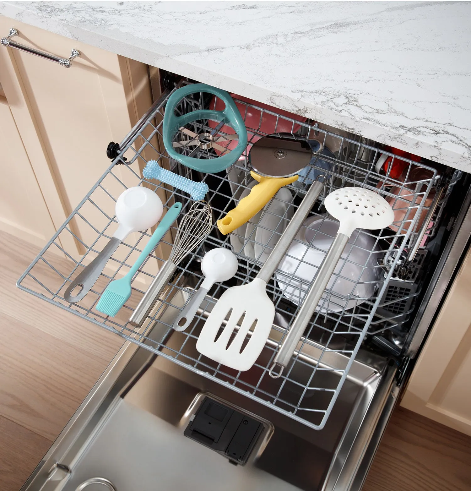 GE 24" Slate Top Control Dishwasher with Stainless Steel Interior and Third Rack - GDT650SMVES