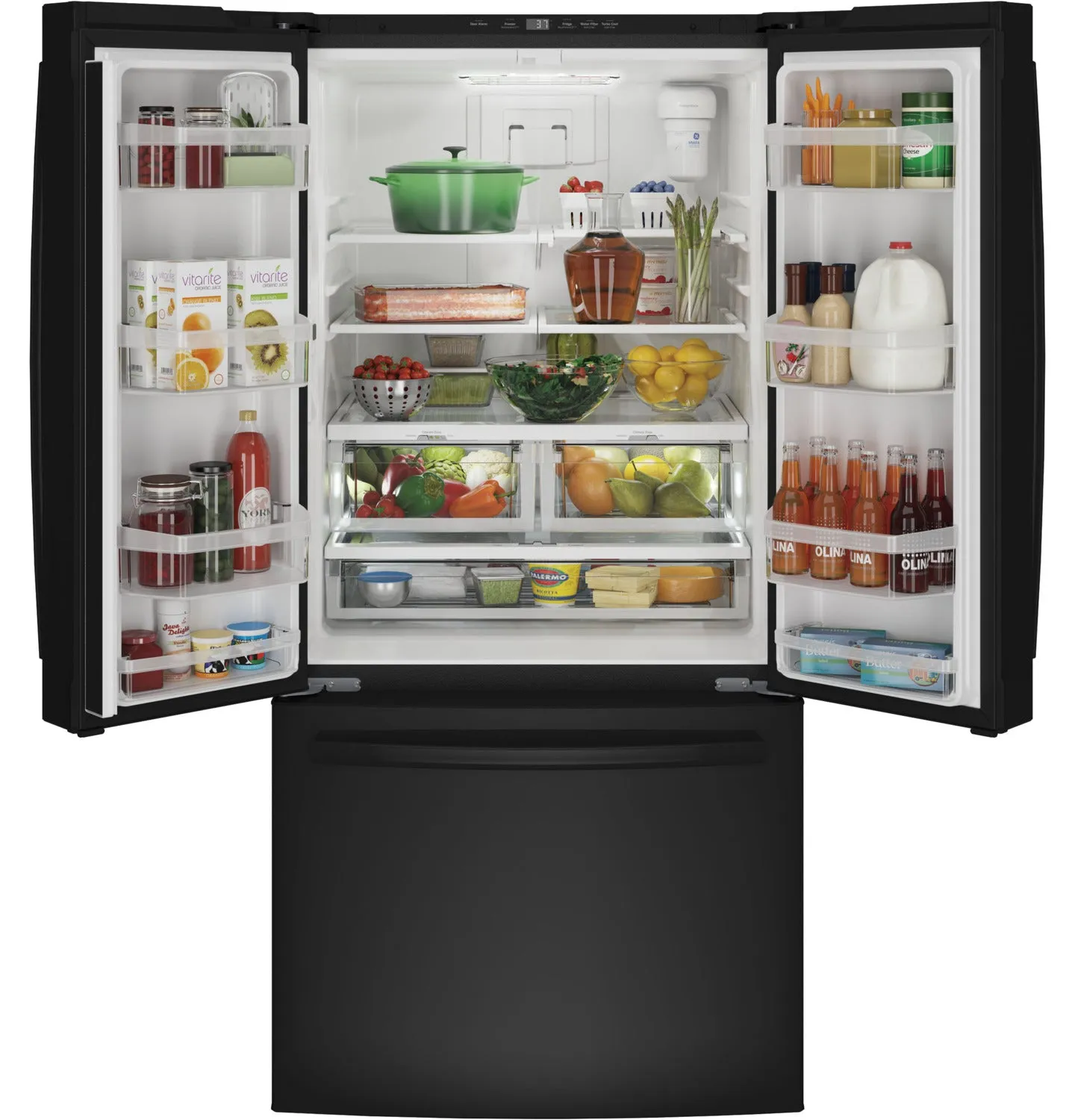 GE Black Counter-Depth French Door Refrigerator (18.6 Cu. Ft.) - GWE19JGLBB
