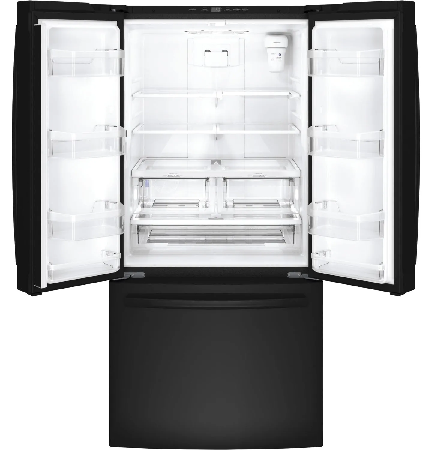 GE Black Counter-Depth French Door Refrigerator (18.6 Cu. Ft.) - GWE19JGLBB
