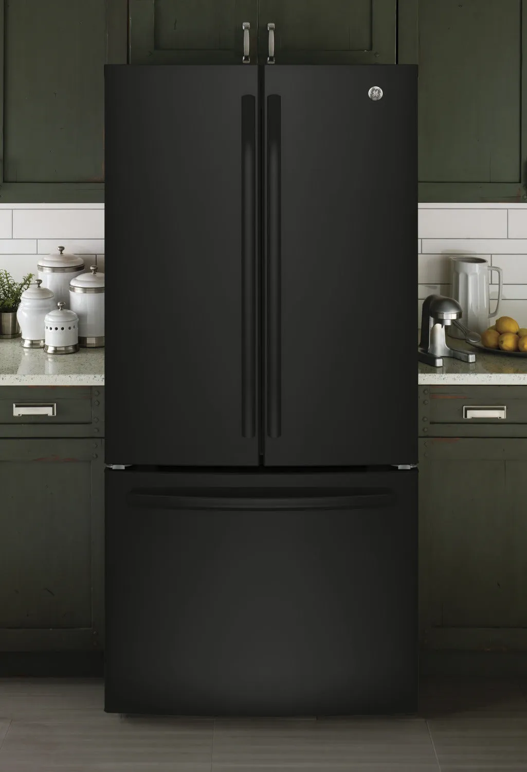 GE Black Counter-Depth French Door Refrigerator (18.6 Cu. Ft.) - GWE19JGLBB