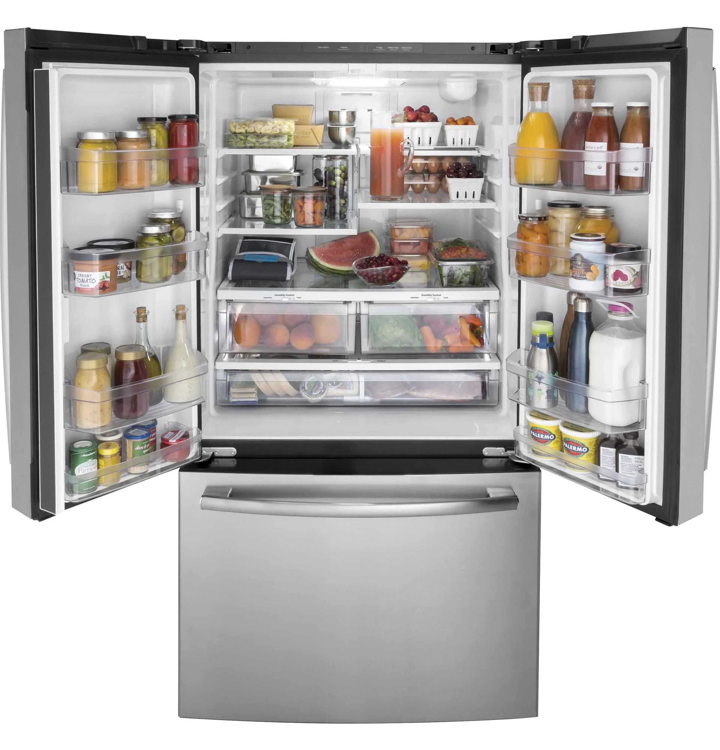 GE Fingerprint Resistant Stainlees Steel French-Door Refrigerator (26.7 Cu. Ft.) - GNE27JYMFS