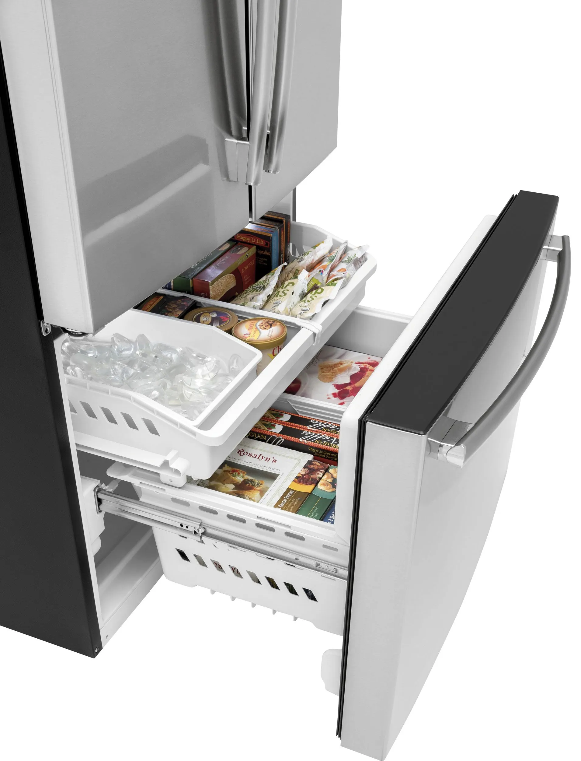GE Fingerprint Resistant Stainlees Steel French-Door Refrigerator (26.7 Cu. Ft.) - GNE27JYMFS