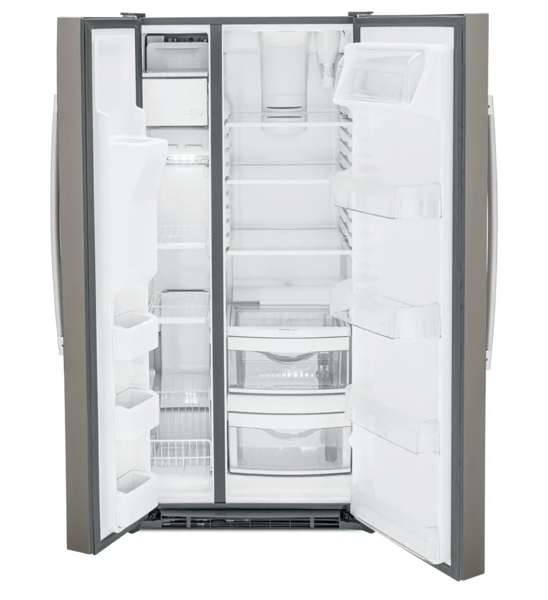 GE Slate 33" Side-by-Side Refrigerator with Ice & Water Dispenser (23 Cu. Ft.)- GSS23GMPES