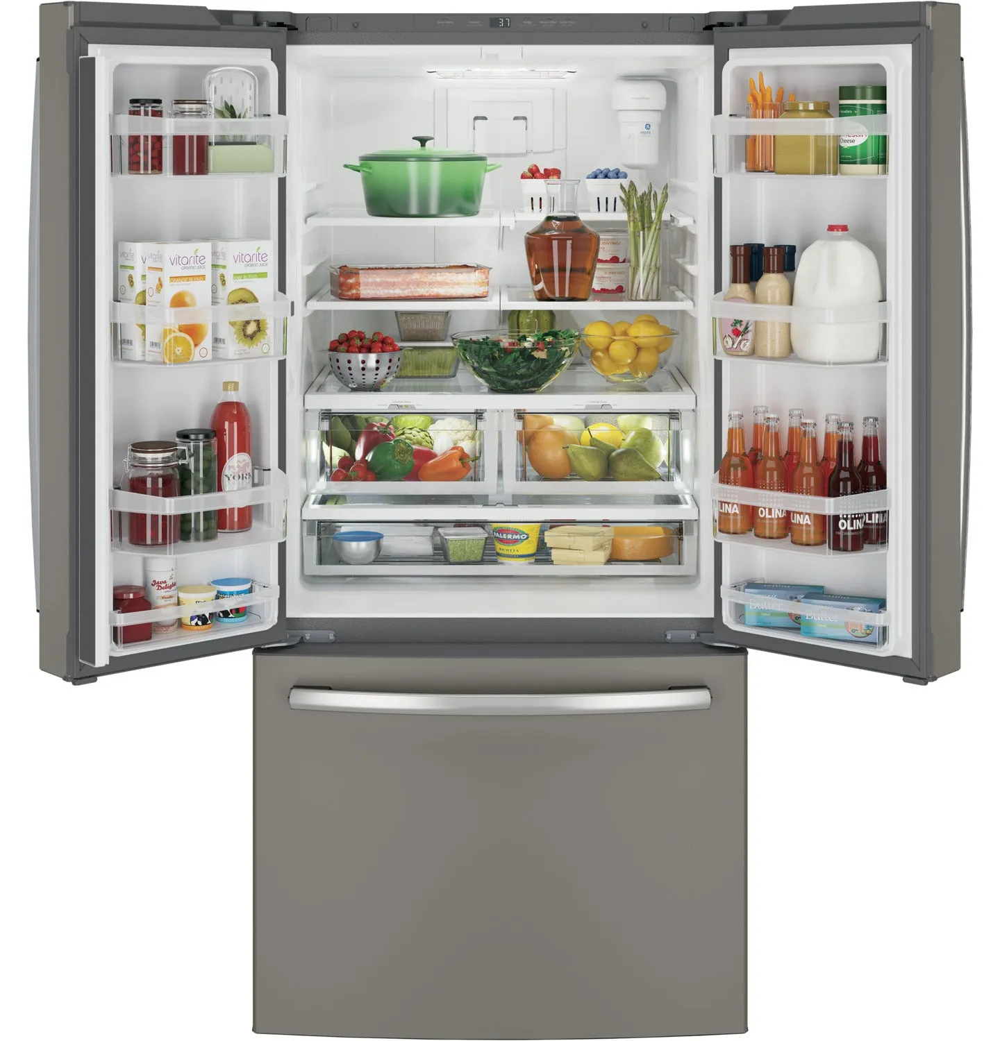 GE Slate Counter-Depth French Door Refrigerator (18.6 Cu. Ft.) - GWE19JMLES