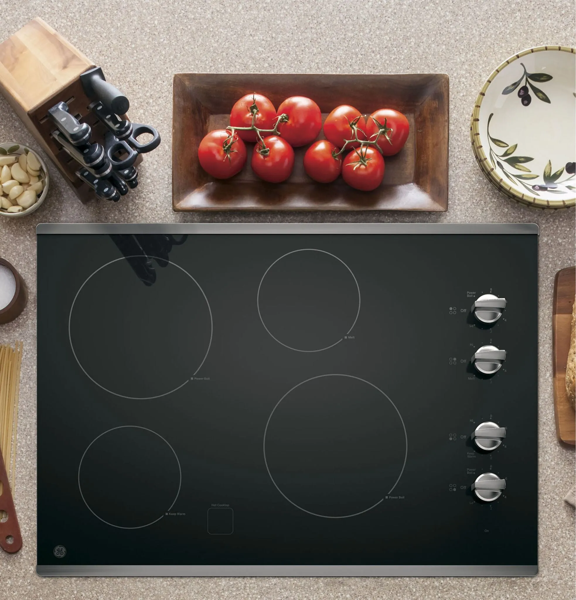 GE Stainless Steel 30" Knob Control Electric Cooktop - JP3030SWSS