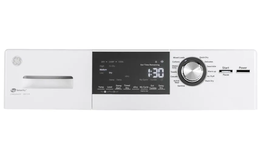 GE White 24" Ventless Condenser Front Load Electric Dryer (4.1 Cu.Ft.) - GFT14JSIMWW
