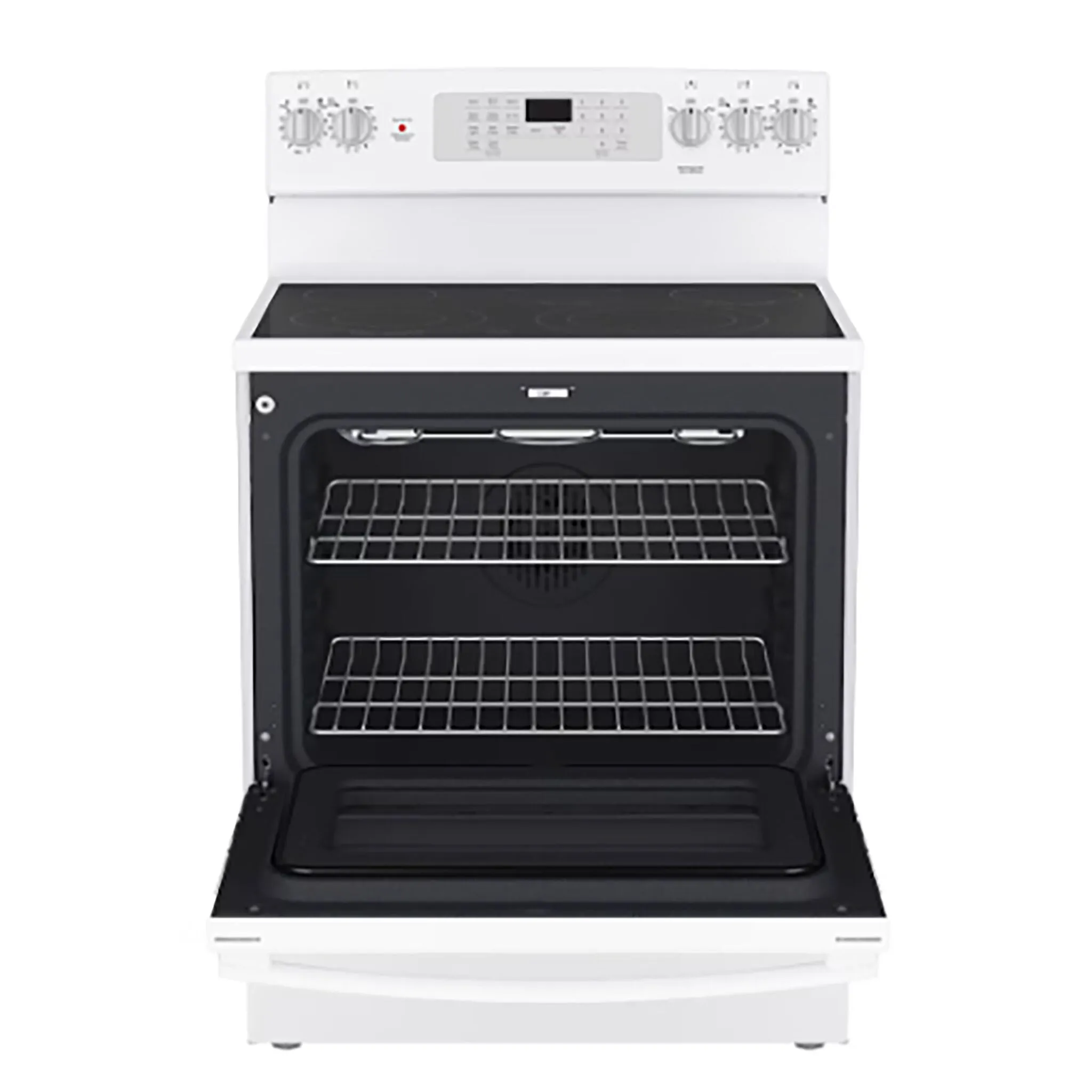GE White Freestanding Electric Convection Range with No-Preheat Air Fry (5.0 Cu. Ft.) - JCB840DVWW