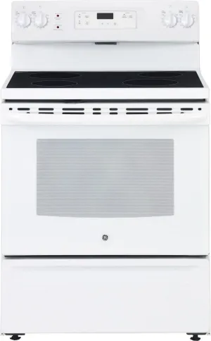 GE White Freestanding Electric Range (5.0 Cu. Ft.) - JCBS630DKWW