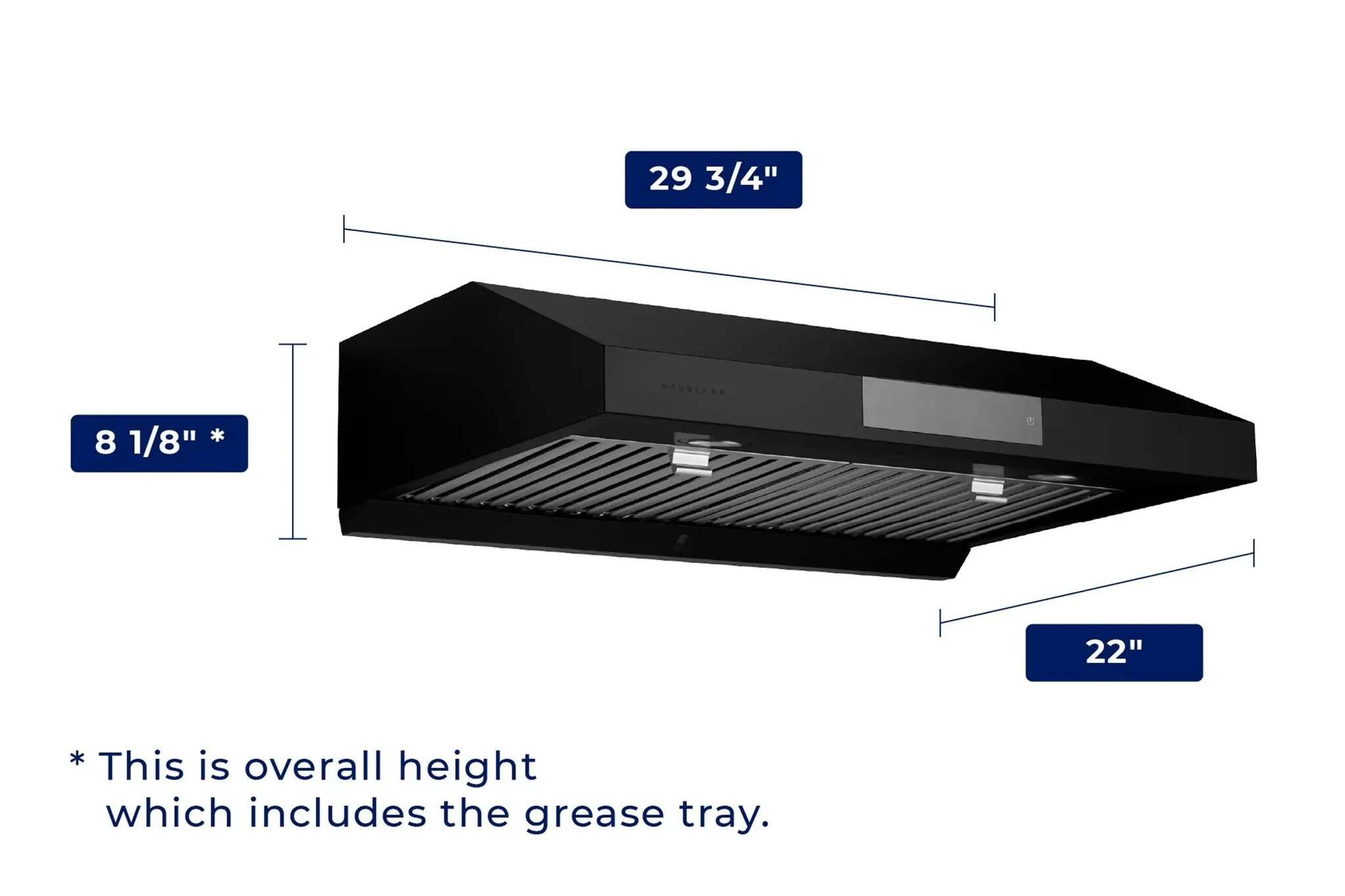Hauslane Black Stainless Steel 30" 860 CFM Under Cabinet Range Hood - UC-PS18BSS-30