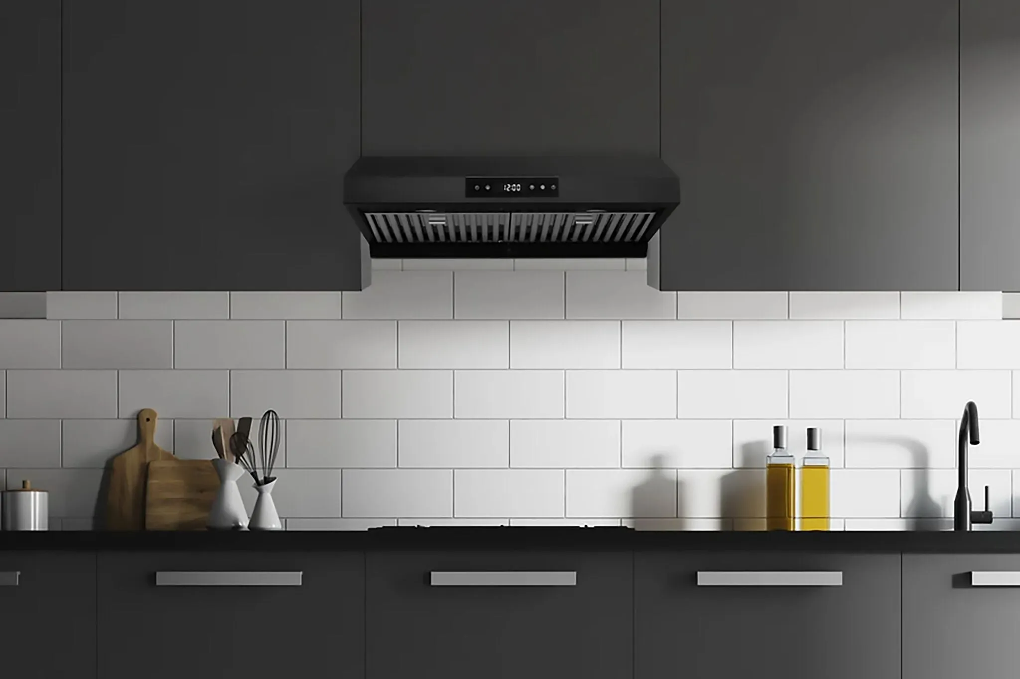 Hauslane Matte Black 36" 860 CFM Under Cabinet Range Hood - UC-PS18BLK-36