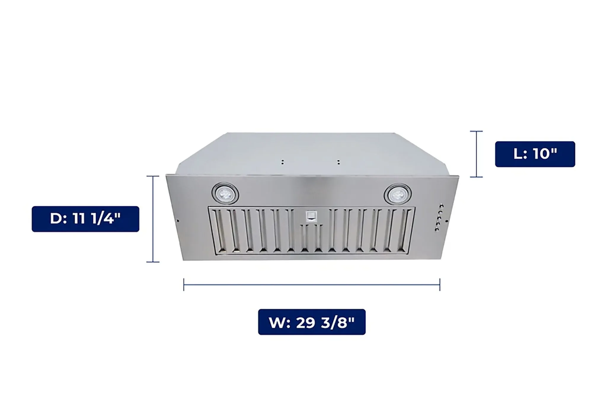 Hauslane Stainless Steel 30" 600 CFM Range Hood Insert - IN-R100SS-30