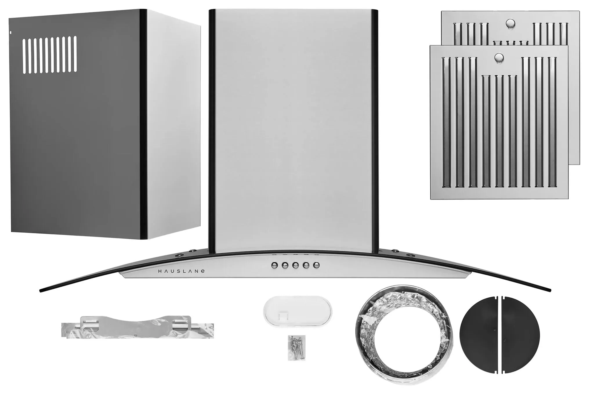 Hauslane Stainless Steel 36" 750 CFM Glass Wall Mount Range Hood - WM-600SS-36