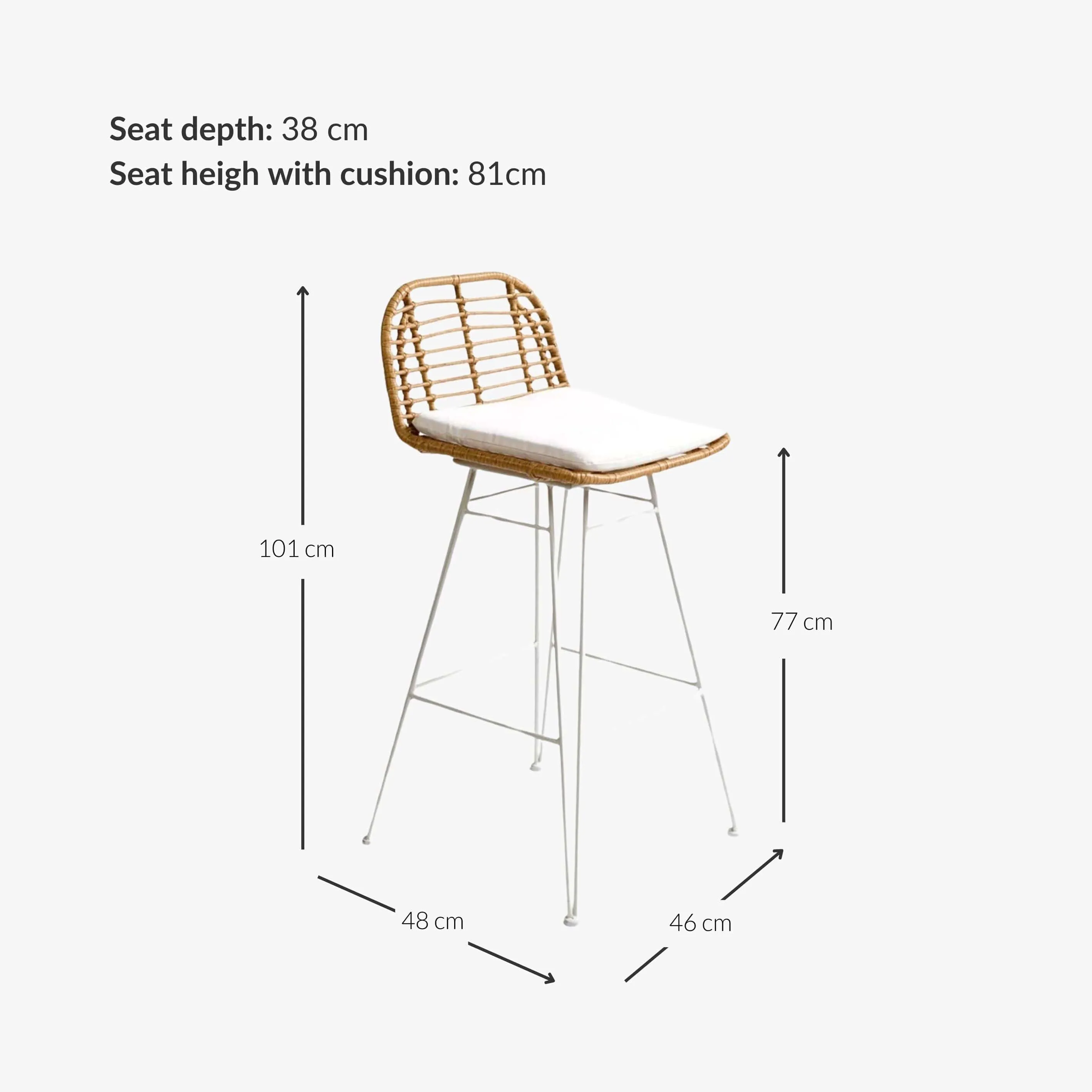 Jaipur Bar Stool | White Zoco Home