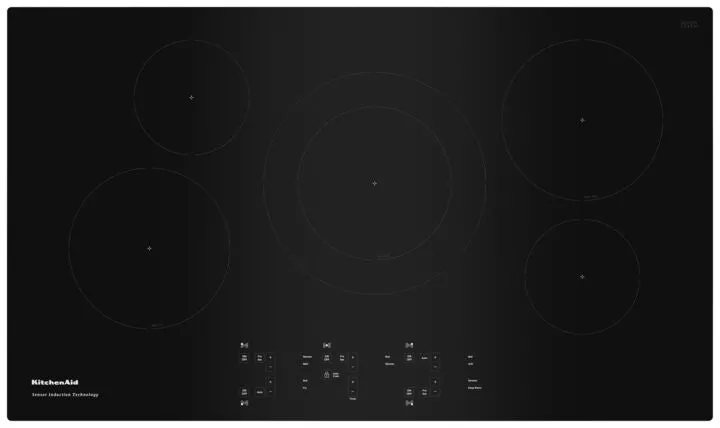 KitchenAid Black 36" 5-Element Electric Sensor Induction Cooktop - KCIG556JBL