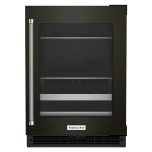 KitchenAid Black Stainless Steel 24" Beverage Centre with Glass Door and Metal-Racks ( 4.89 Cu. Ft. ) - KUBR314KBS