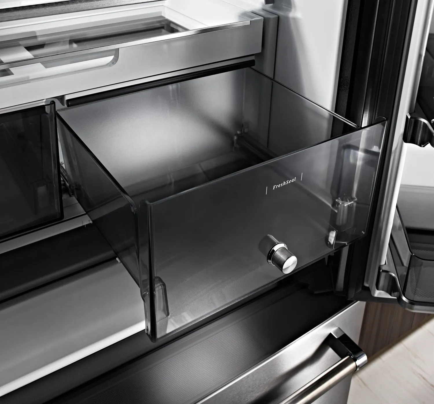 KitchenAid Black Stainless Steel Counter-Depth French Door Refrigerator (23.8 Cu. Ft.) - KRFC704FBS