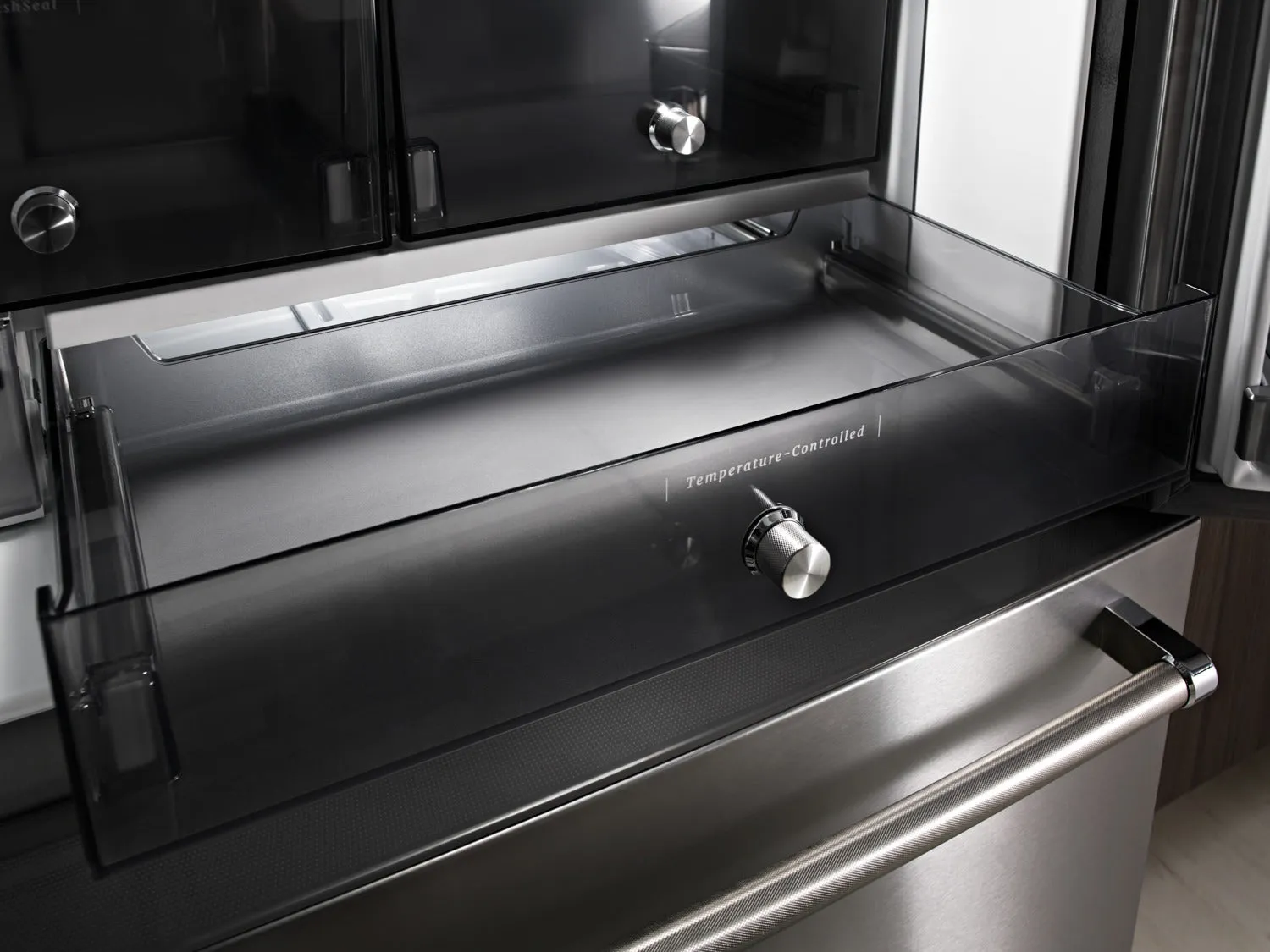 KitchenAid Black Stainless Steel Counter-Depth French Door Refrigerator (23.8 Cu. Ft.) - KRFC704FBS