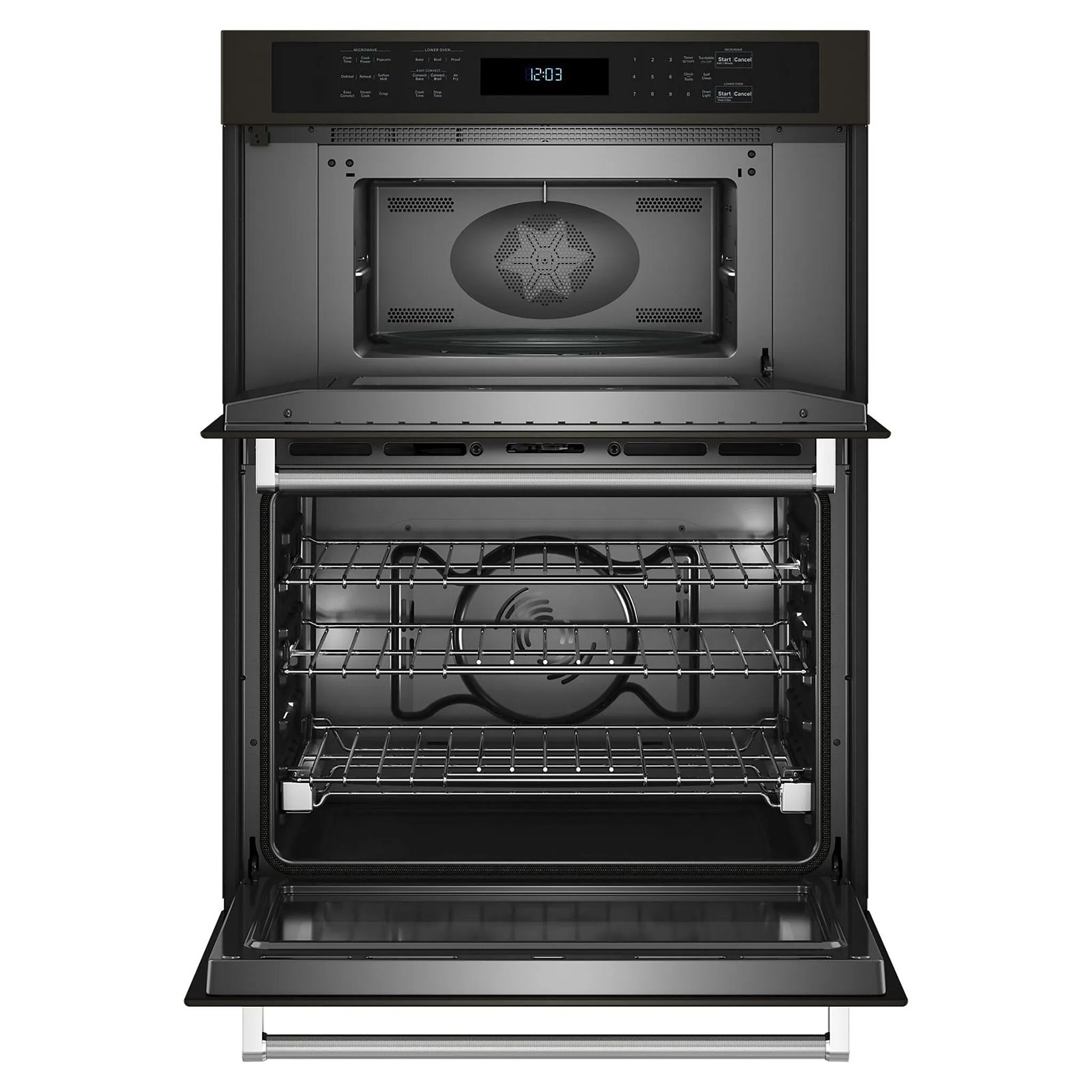 KitchenAid Black Stainless Steel with PrintShield™ Finish 30" Wall Oven and Microwave Combination (5.0 Cu. Ft. / 1.4 Cu. Ft.)- KOEC530PBS