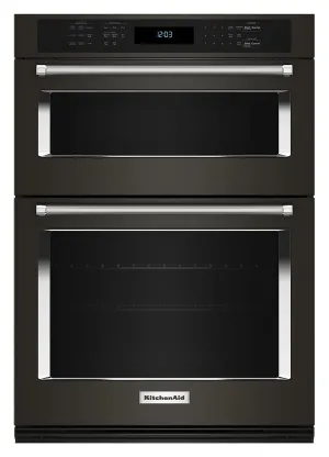 KitchenAid Black Stainless Steel with PrintShield™ Finish 30" Wall Oven and Microwave Combination (5.0 Cu. Ft. / 1.4 Cu. Ft.)- KOEC530PBS