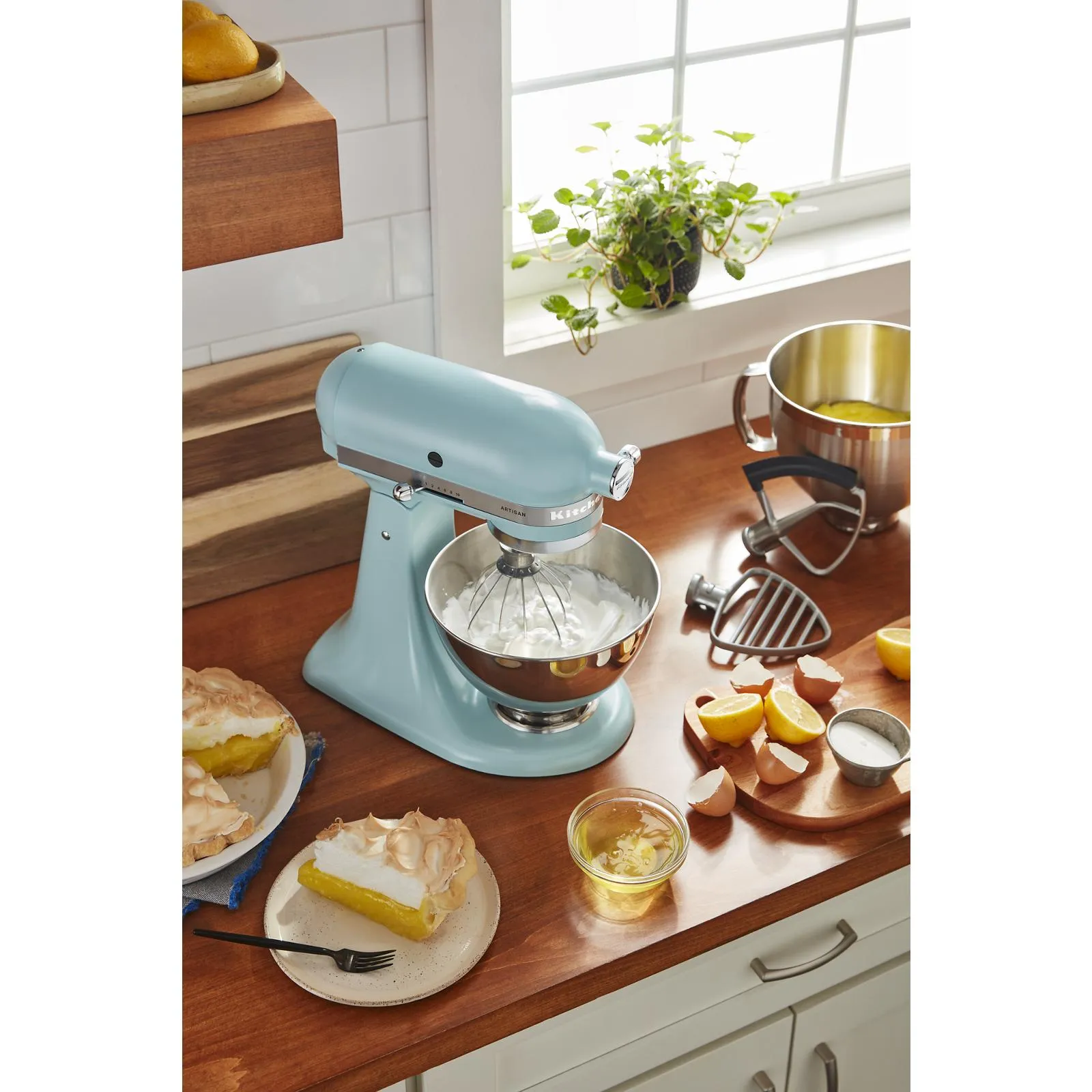 KitchenAid Mineral Water Blue Artisan® Series Tilt-Head Stand Mixer with Premium Accessory Pack - KSM195PSMI