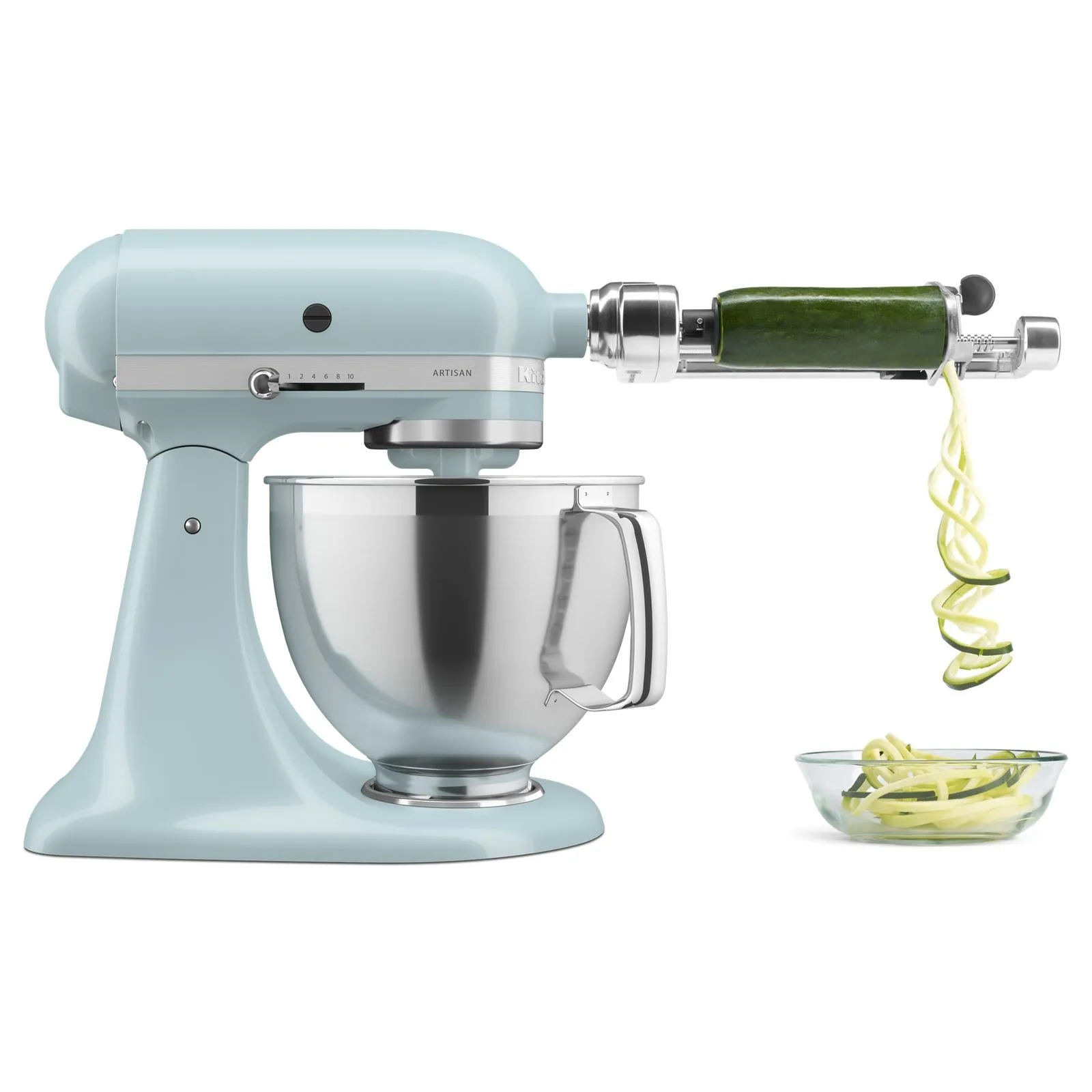 KitchenAid Mineral Water Blue Artisan® Series Tilt-Head Stand Mixer with Premium Accessory Pack - KSM195PSMI