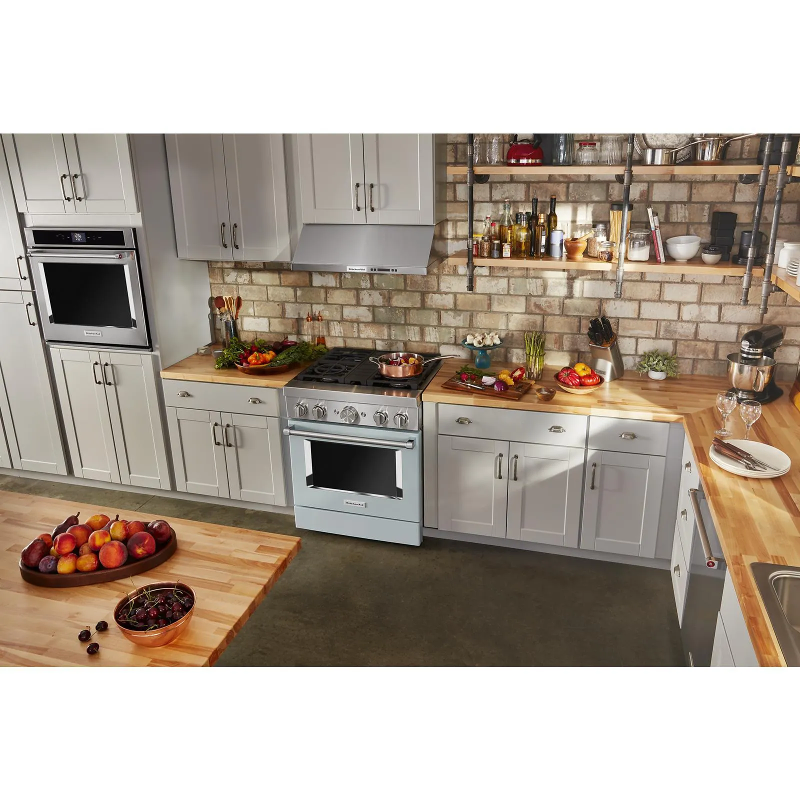 KitchenAid Misty Blue Smart Freestanding Commercial Gas Range (4.1 Cu. Ft.) - KFGC500JMB