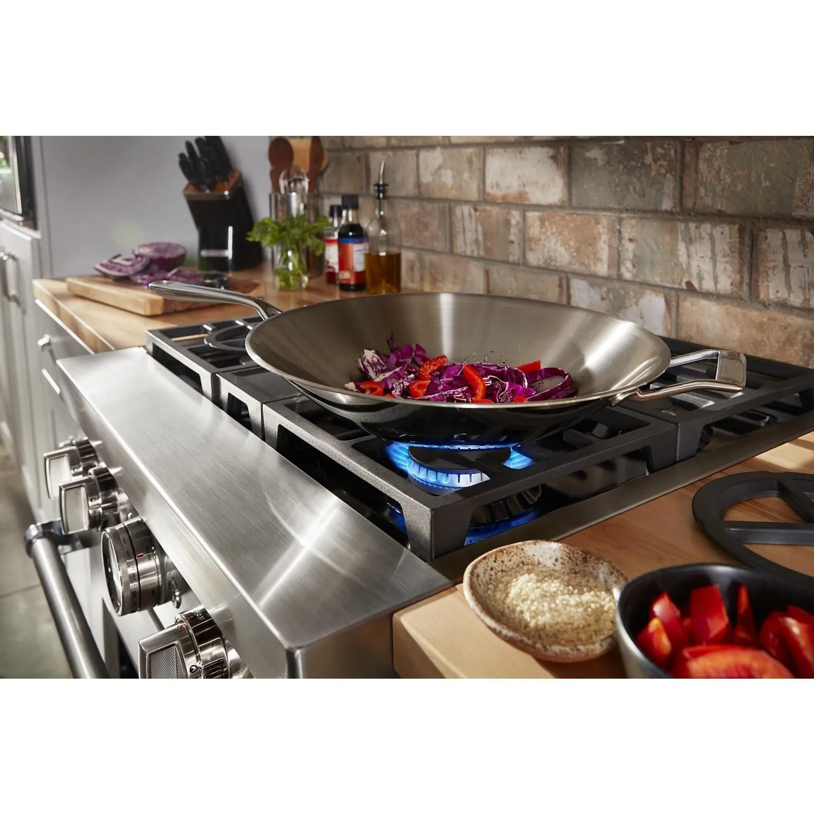 KitchenAid Misty Blue Smart Freestanding Commercial Gas Range (4.1 Cu. Ft.) - KFGC500JMB