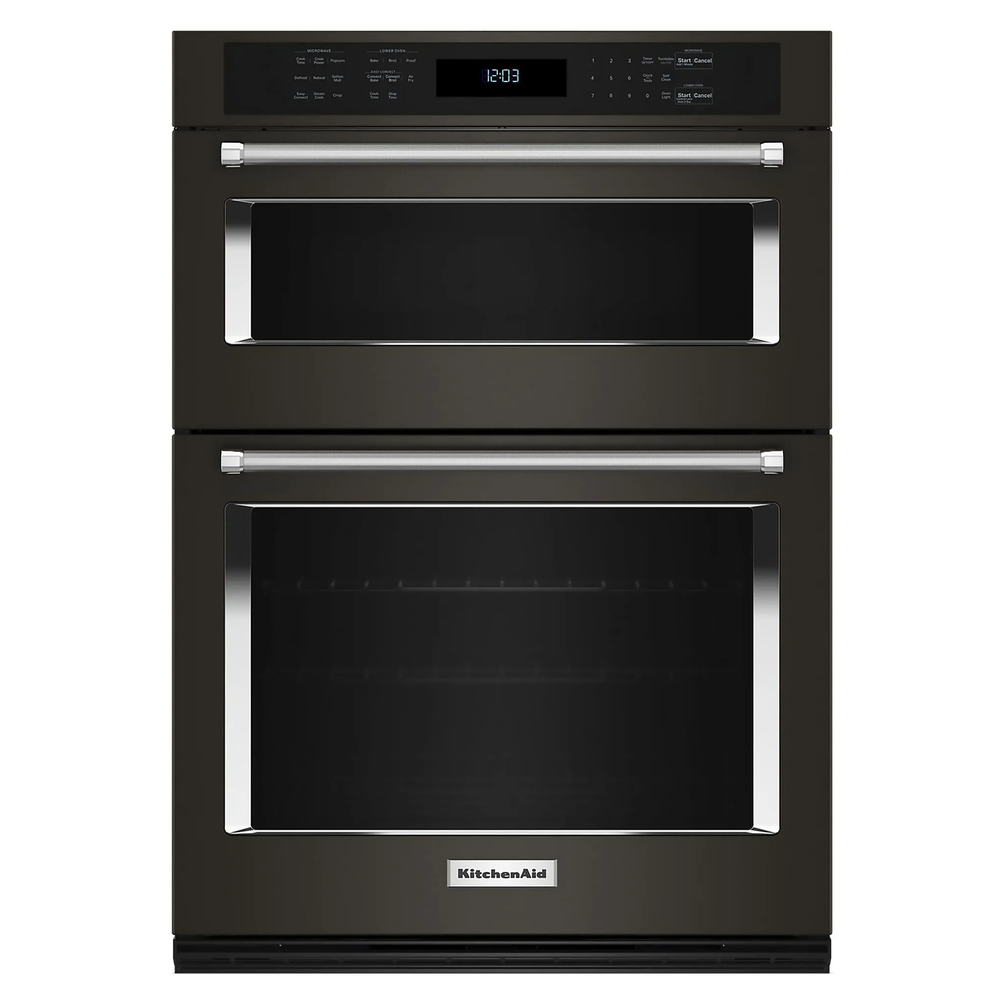 KitchenAid PrintShield™ Finish Black Stainless Steel 27" Combination Wall Oven (5.7 Cu.Ft.) - KOEC527PBS