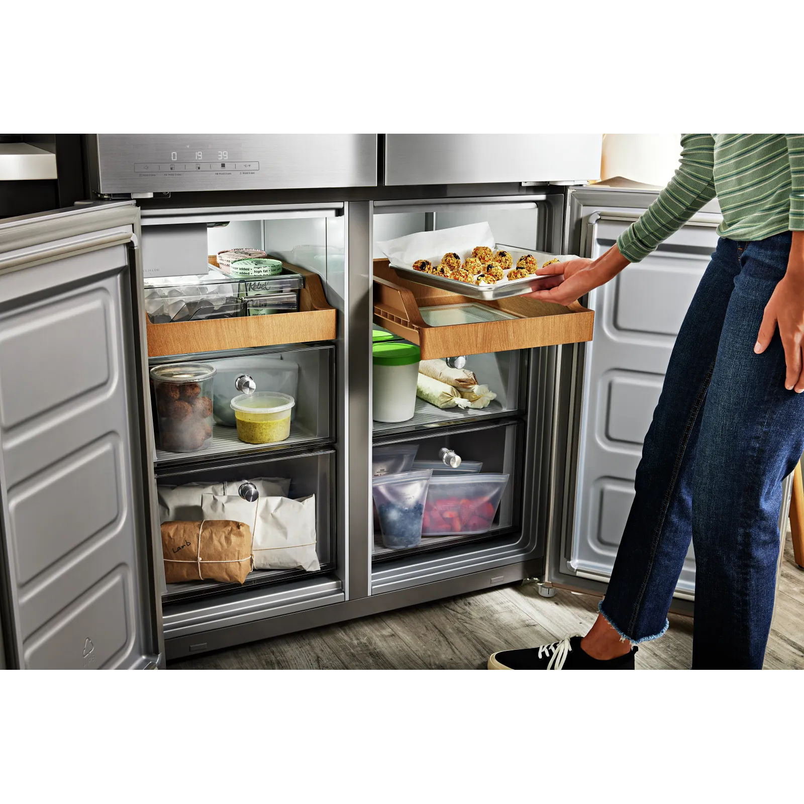 KitchenAid PrintShield™ Stainless Finish 4 Door Refrigerator (19.40 Cu Ft) - KRQC506MPS