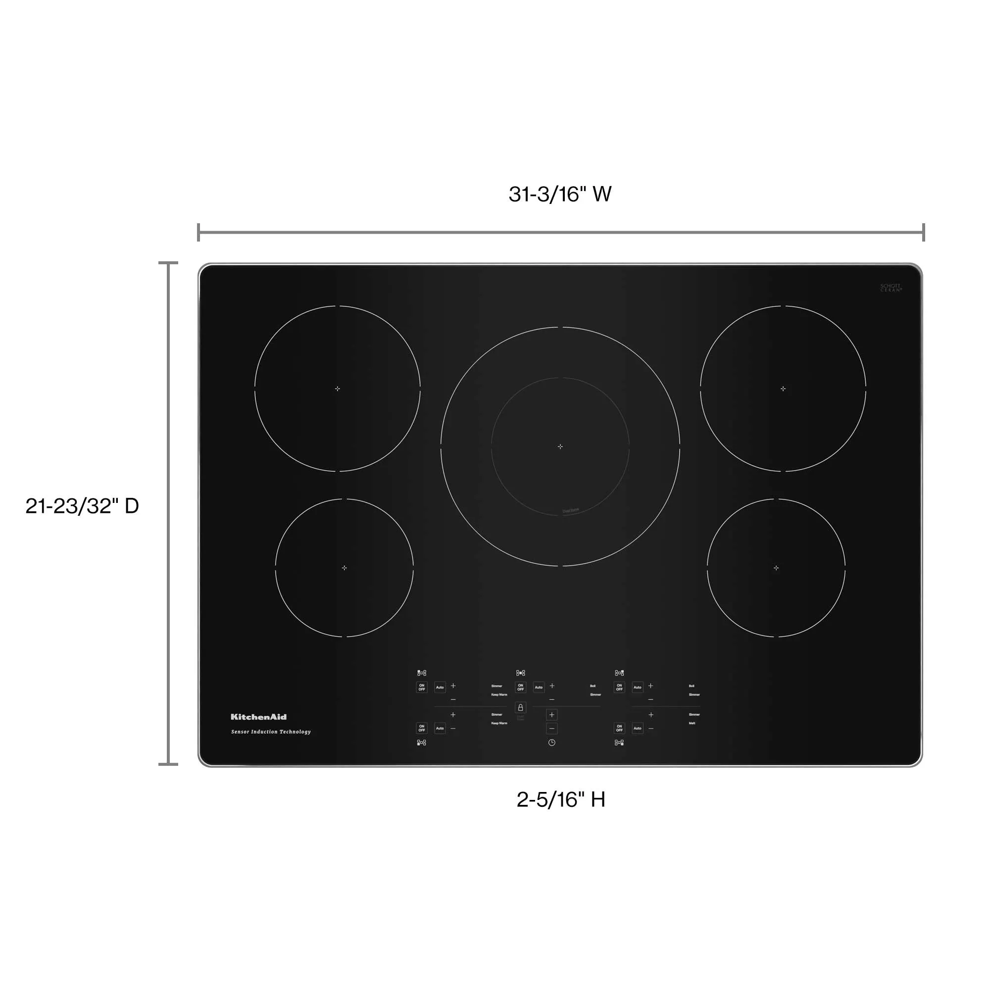 KitchenAid Stainless Steel 30" 5-Element Electric Sensor Induction Cooktop - KCIG550JSS