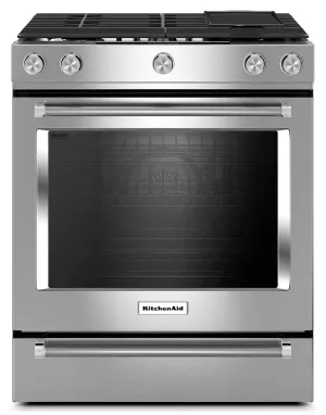 KitchenAid Stainless Steel Slide-In Dual Fuel Convection Range (7.1 Cu. Ft.) - YKSDB900ESS