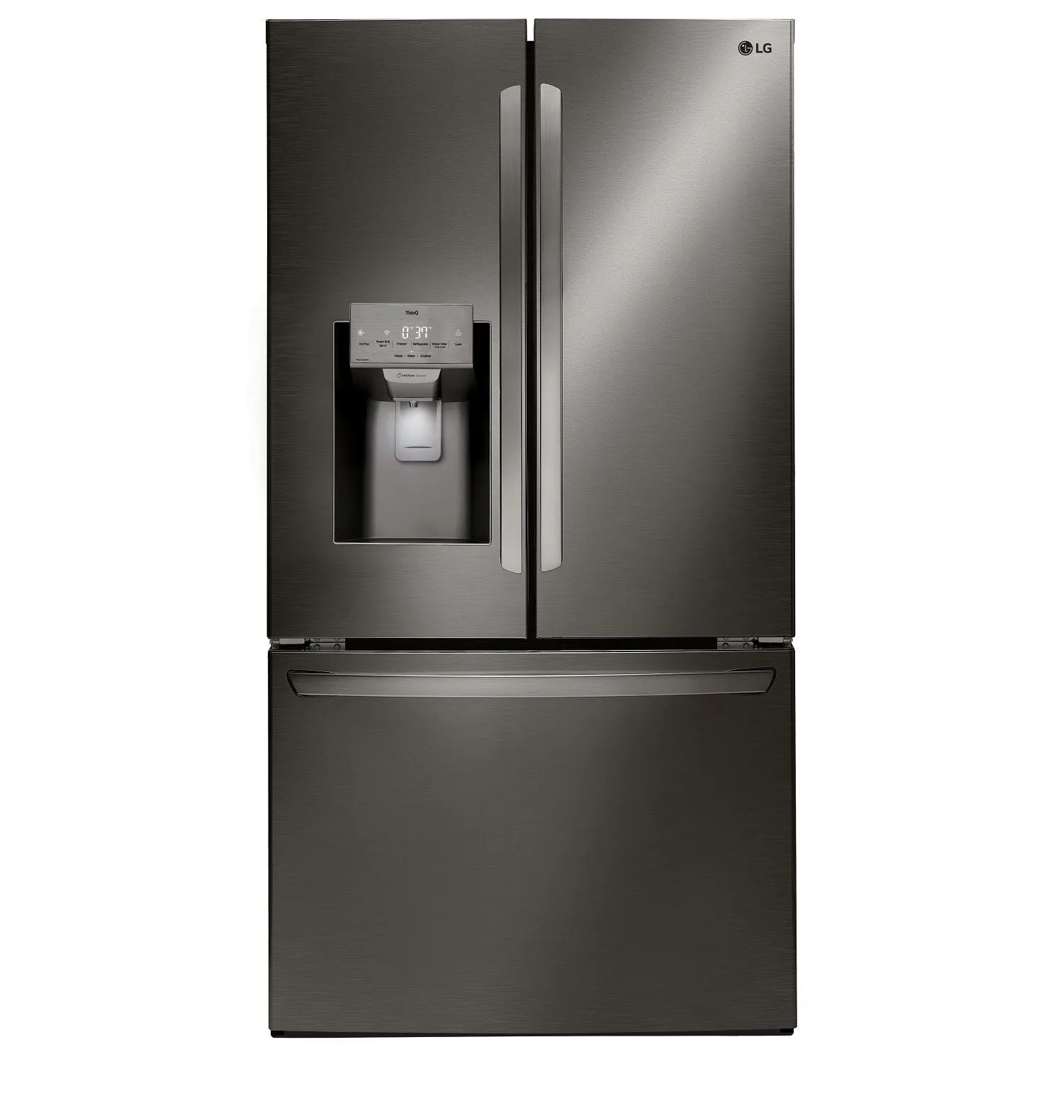 LG Smudge Resistant Black Stainless Steel 36" 28 Cu.ft French Door Refrigerator with Ice & Water Dispenser - LRFS28XBD