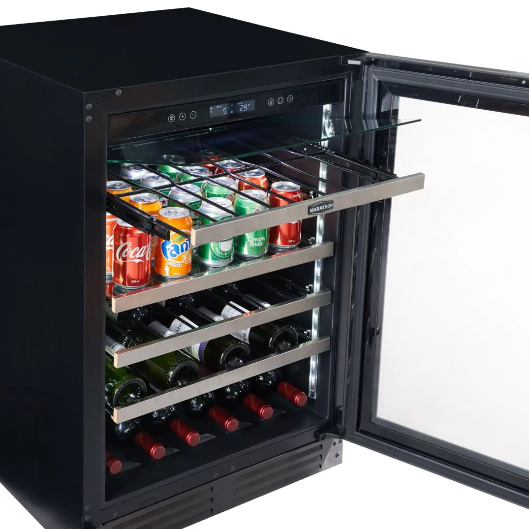 Marathon 24" Black Steel Single Zone Undercounter Convertible Wine/Beverage Cooler (5.4 cu.ft) - MBWC56-BLS