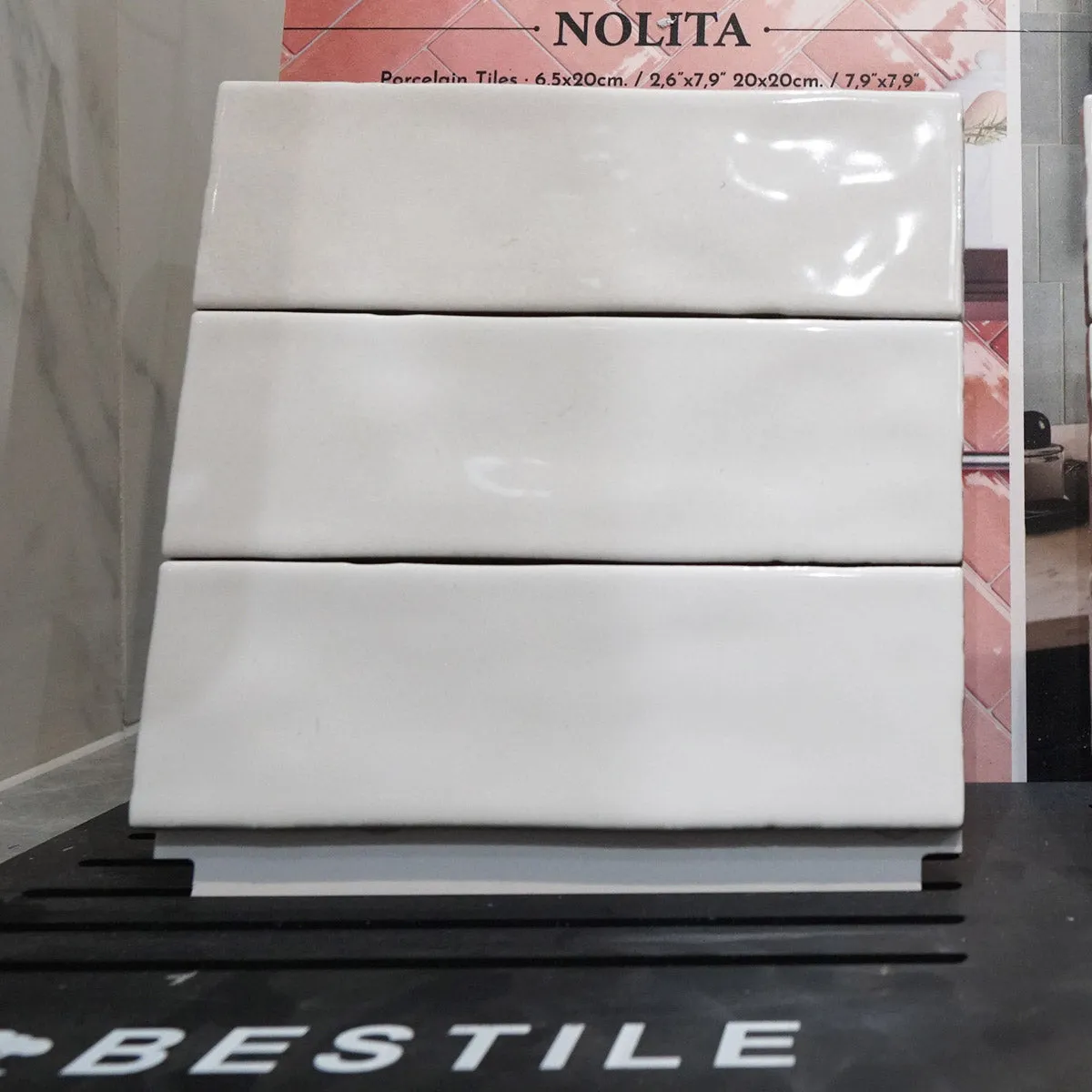 Nolita Blanco Porcelain Wall Tile 6.5x20cm Glossy