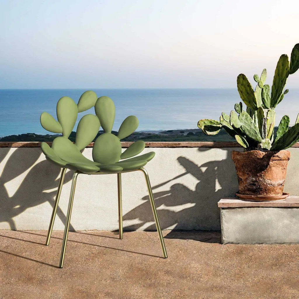 Qeeboo Filicudi Chair Filicudi Armchair By Marcantonio Set Of 2, Balm Green/Brass