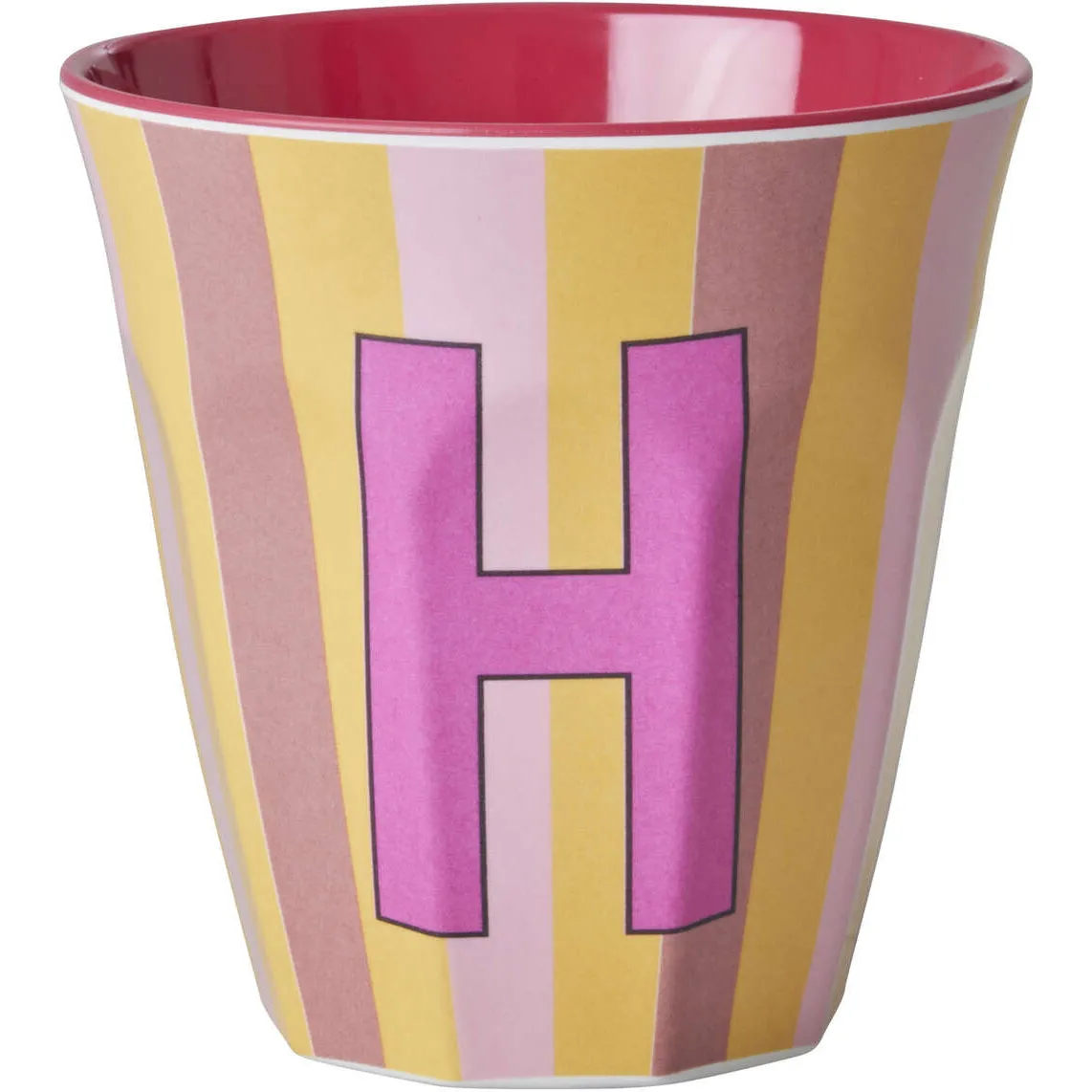 Rice DK Melamine Cup with The Letter H - Stripes Pinkish - Medium - 250 ml