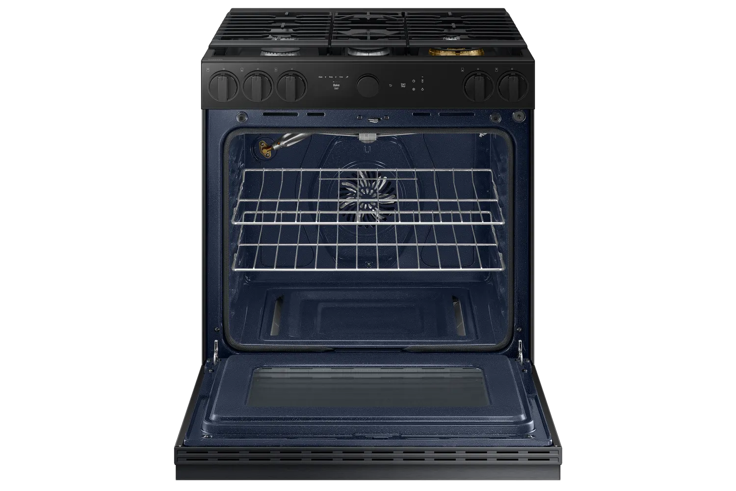 Samsung BESPOKE Matte Black Steel 30" Gas True Convection Slide in Range with Air Sous Vide and Air Fry (6.0cu.ft) - NSG6DG8500MTAA
