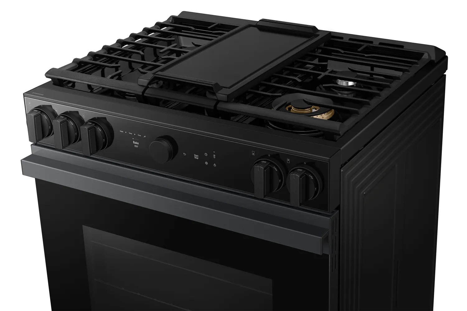 Samsung BESPOKE Matte Black Steel 30" Gas True Convection Slide in Range with Air Sous Vide and Air Fry (6.0cu.ft) - NSG6DG8500MTAA